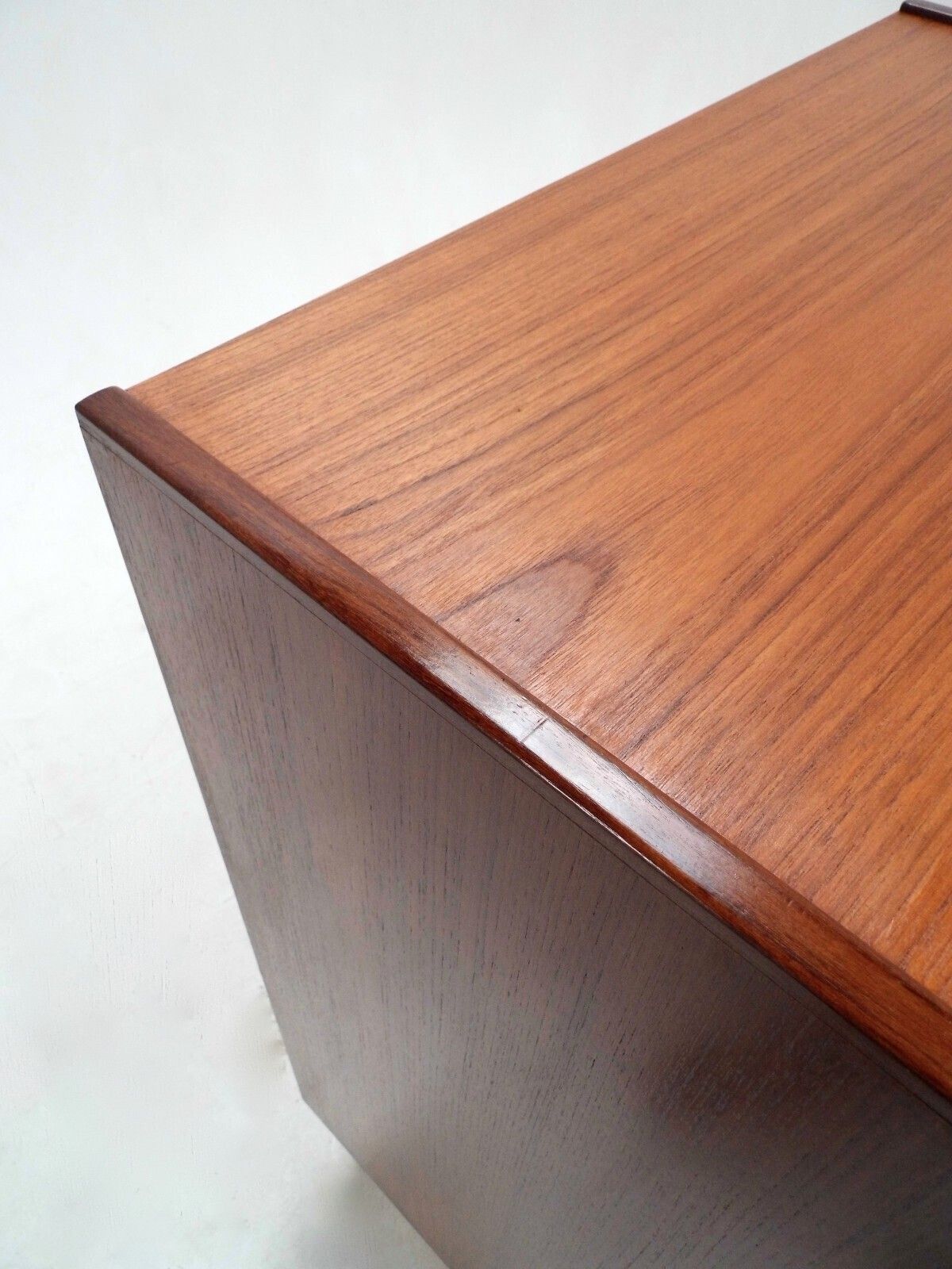 photo furniture Danish Teak Tallboy Chest Of Drawers Sculptured Recessed Handles Midcentury 1960s