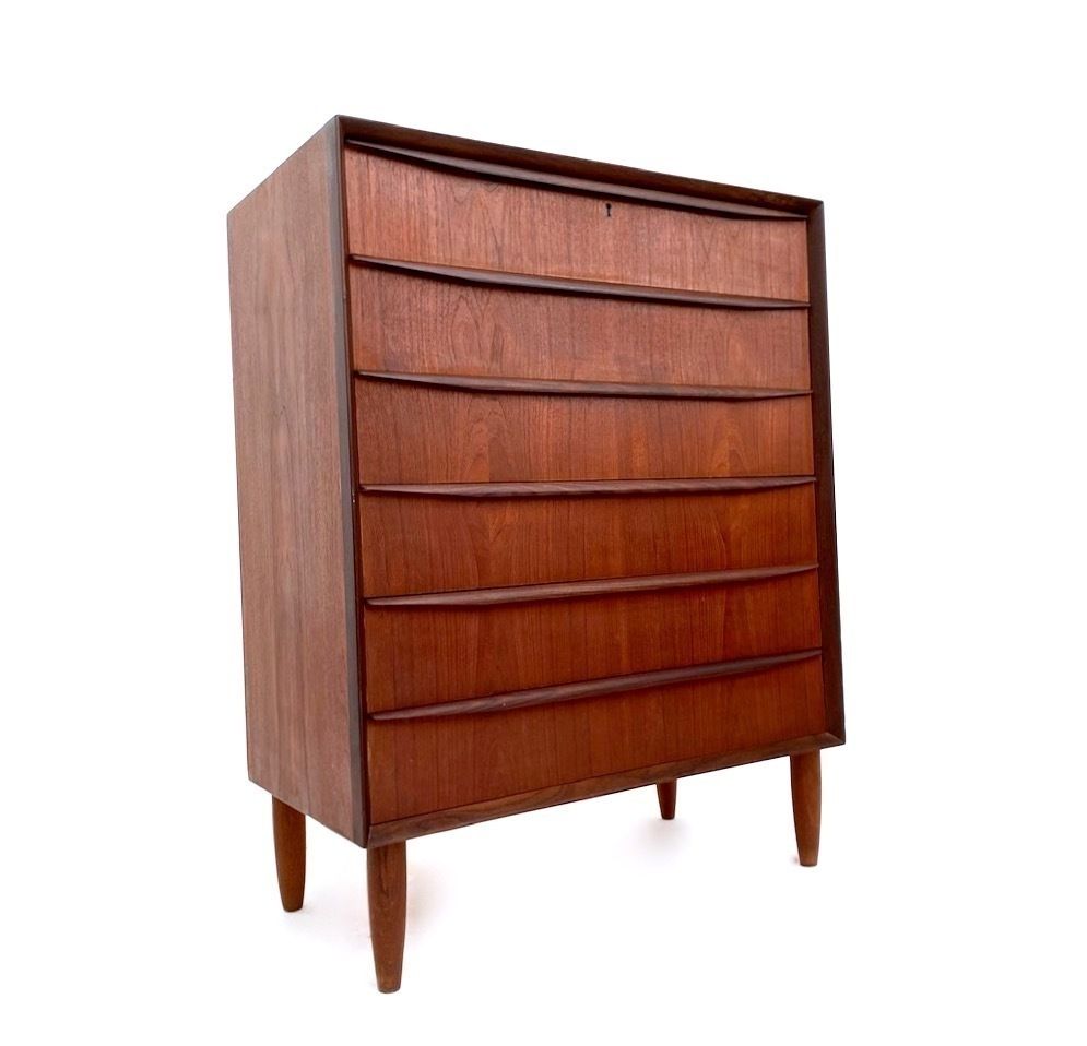 Danish Large Teak Chest Of Drawers Tallboy Mid Century 1960s photo furniture