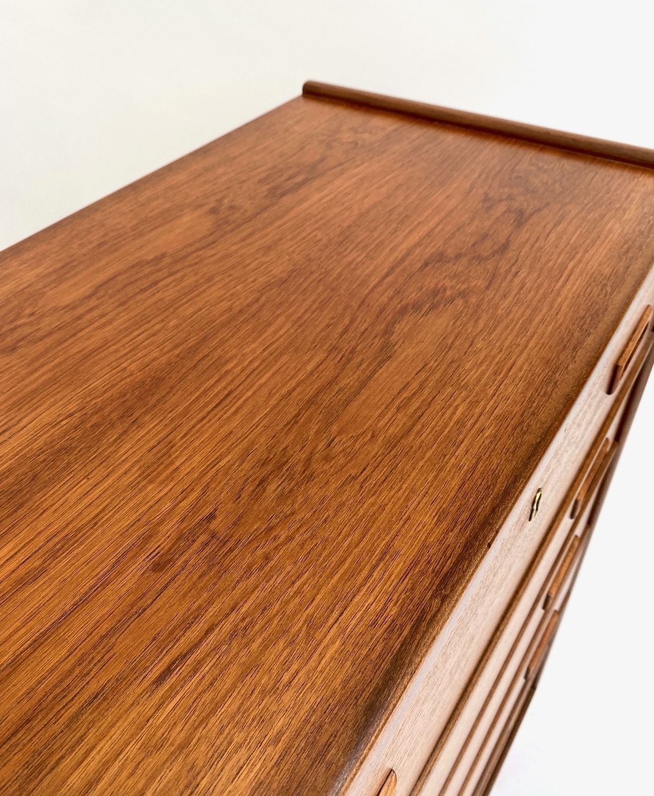 photo for sale Danish Teak Chest Of Drawers With Recessed Handles Mid Century Tallboy 1960s