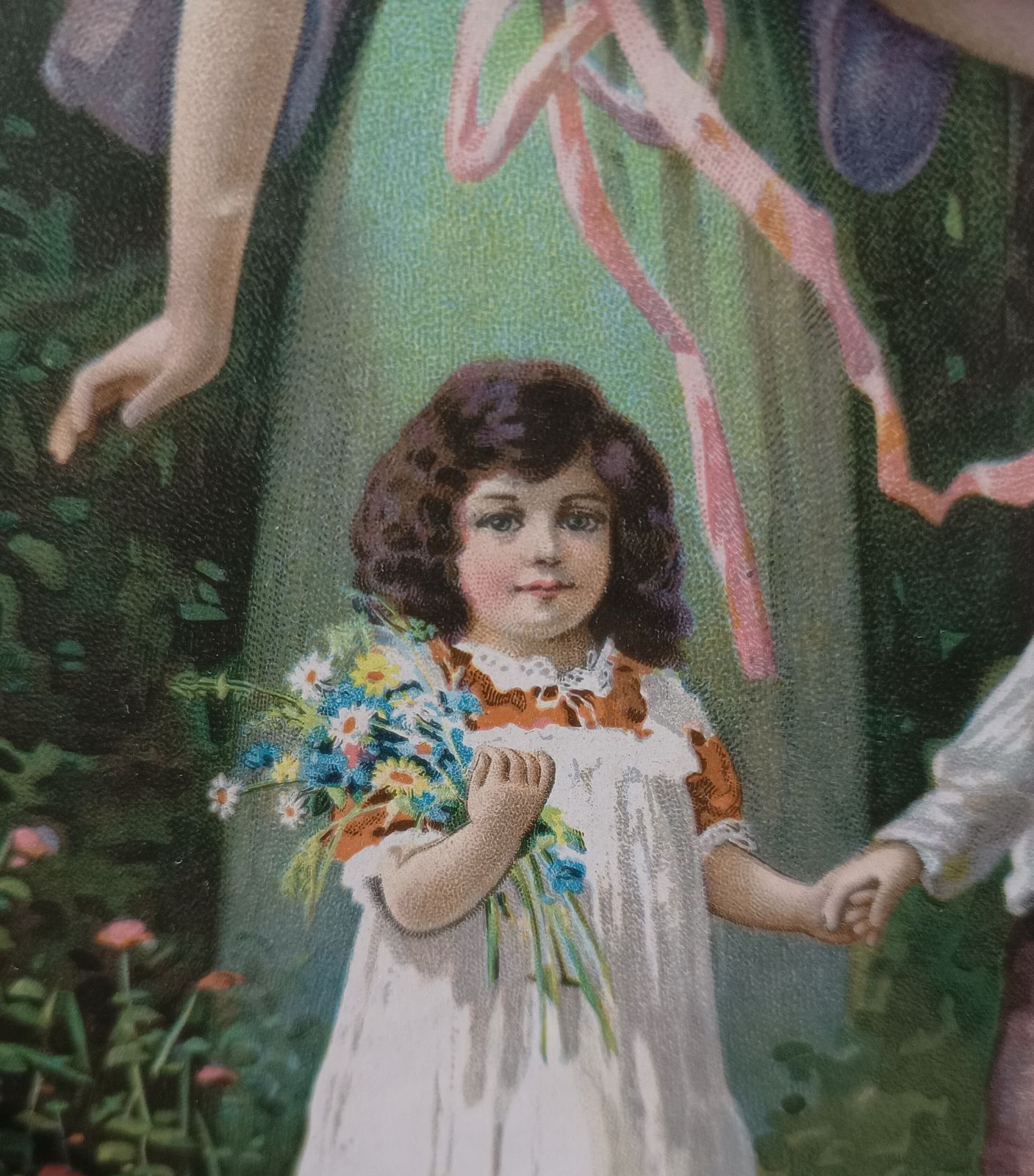 Antique Chromolithograph The Guardian Angel Protecting Boy And Girl Framed. photo 90.0