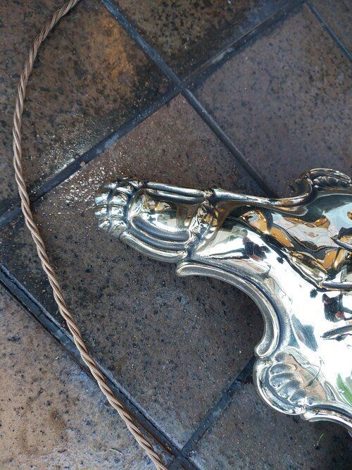 Early 20thc Brass Scroll Arm Floor Lamp photo Lighting