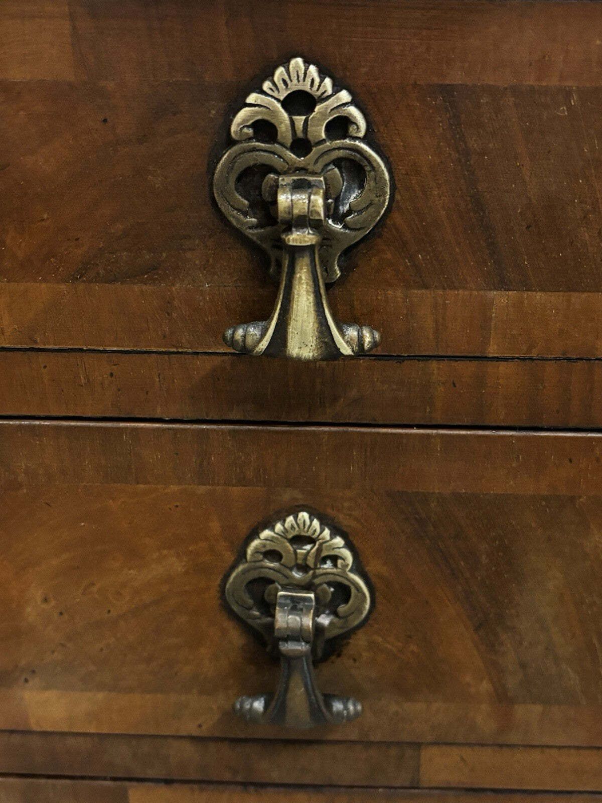Art Deco Walnut Small Chest Of Drawers, Brass Handles. photo vinterior
