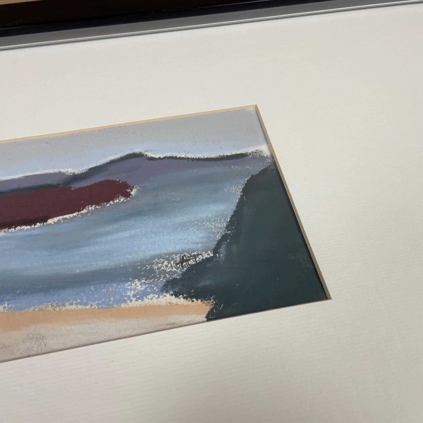 Framed Shoreline Coastal Picture Art Soft Pastel Modern Seascape Annie Timothy Vintage Seaside Wall Artwork Black Wooden Frame Rectangular photo buy