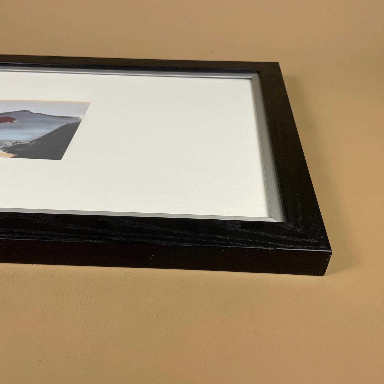 photo furniture Framed Shoreline Coastal Picture Art Soft Pastel Modern Seascape Annie Timothy Vintage Seaside Wall Artwork Black Wooden Frame Rectangular