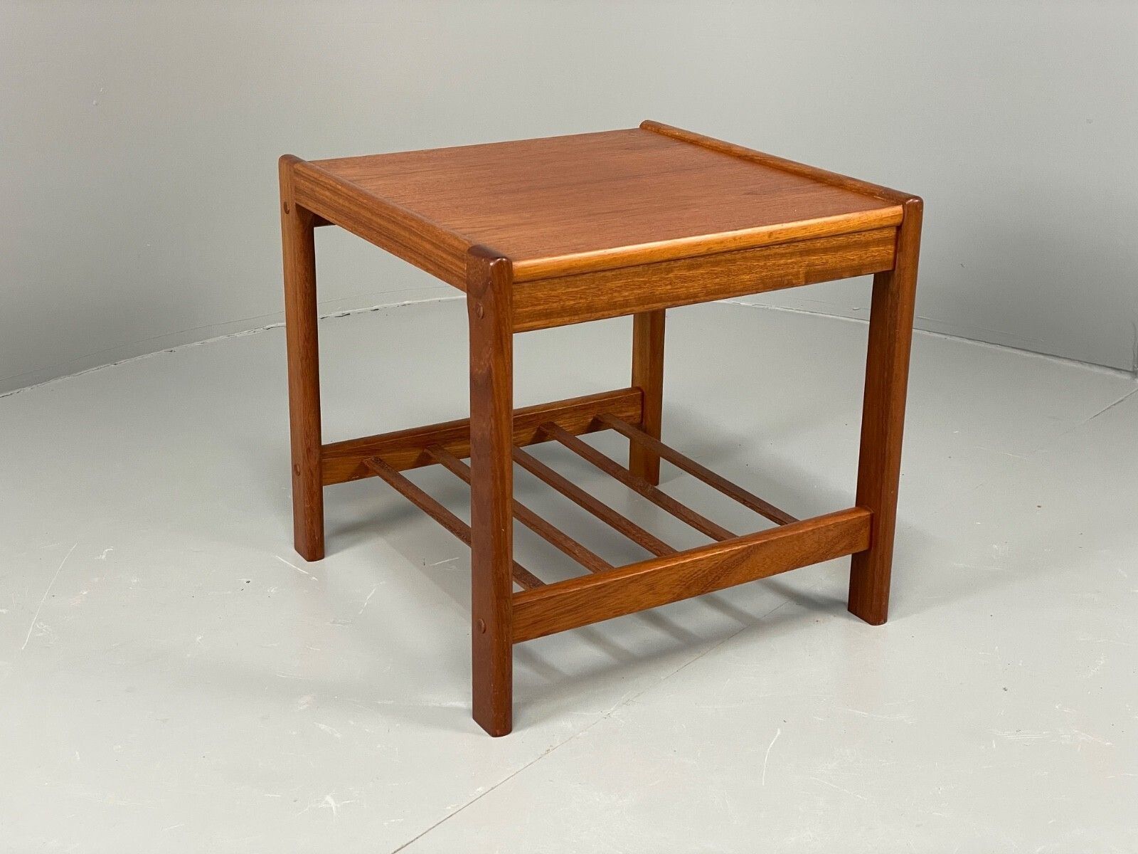 Vintage Teak Side Table Danish 1970s With Magazine Rack Bedside Mwoo
