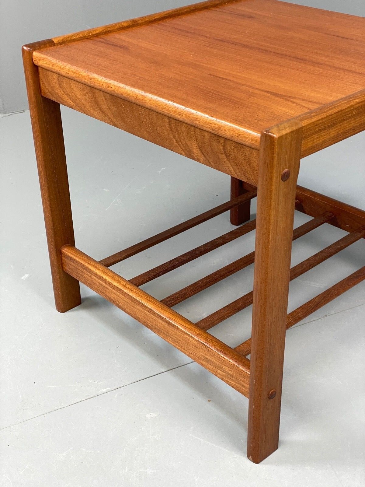 photo vinterior Vintage Teak Side Table Danish 1970s With Magazine Rack Bedside Mwoo