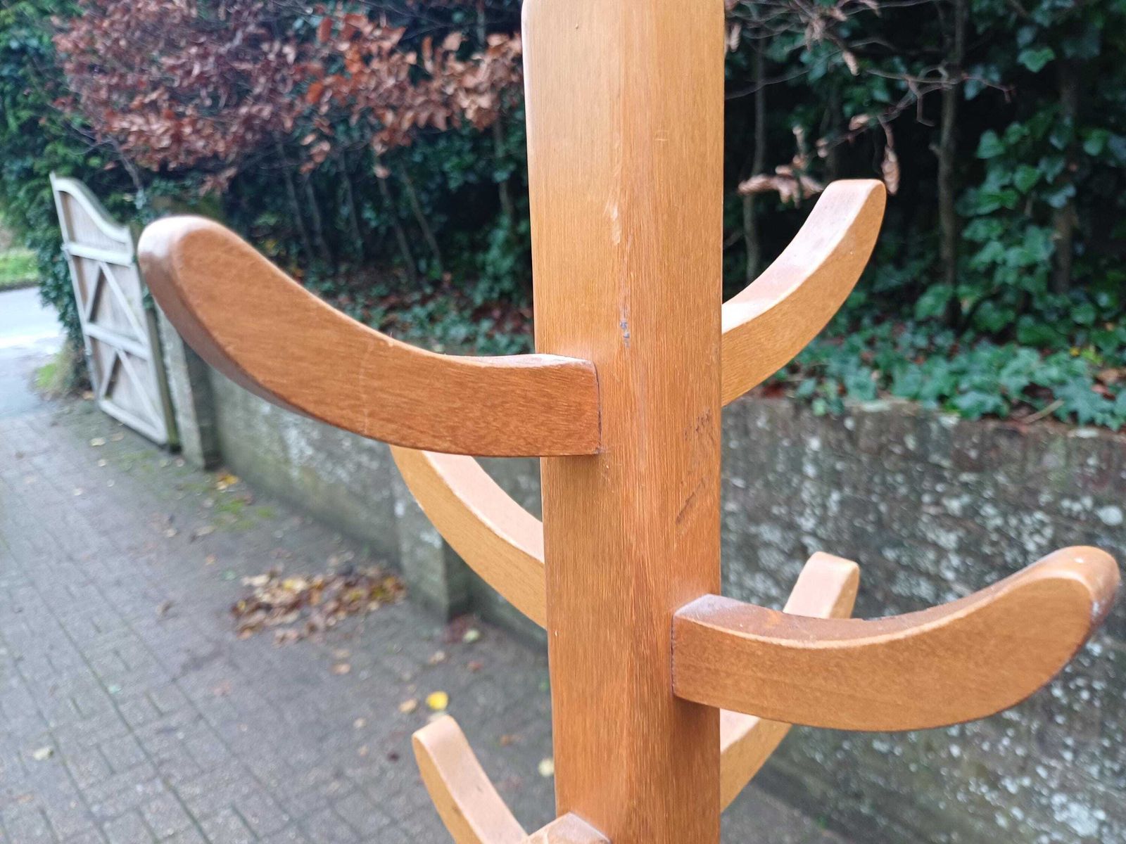 Vintage 1960s Abbess Solid Wood Coat Stand With Eight Hooks And Black Feet Smart Mid Century Piece For Hallway Or Bedroom photo furniture