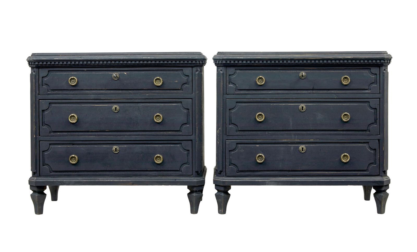 Swedish Pair Of 19th Century Black Painted Commodes