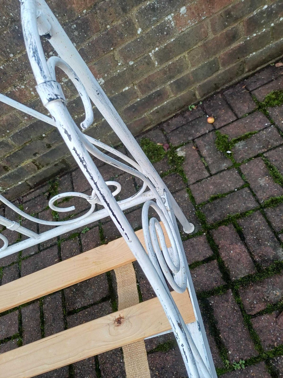 Antique French Iron Single Bed Early 20thc Shabby Chic White Painted Heavy Metal Bed Frame 32" Mattress Vintage Bedroom photo vintage