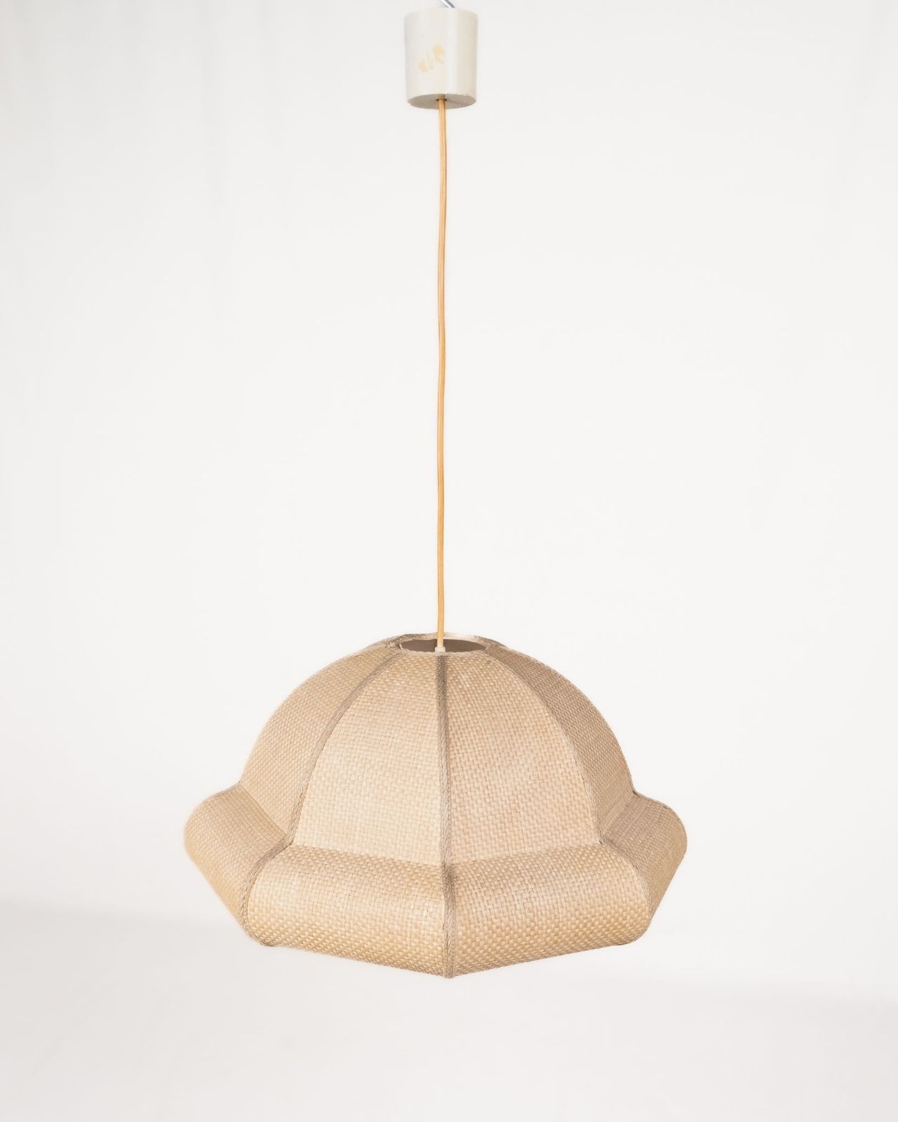 Natural Raffia Pendant Lamp, Custom Made In France, 1960s–70s photo furniture