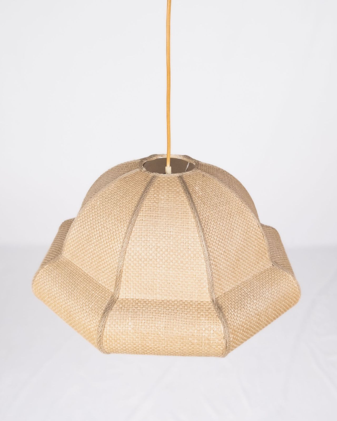 Natural Raffia Pendant Lamp, Custom Made In France, 1960s–70s photo Lighting