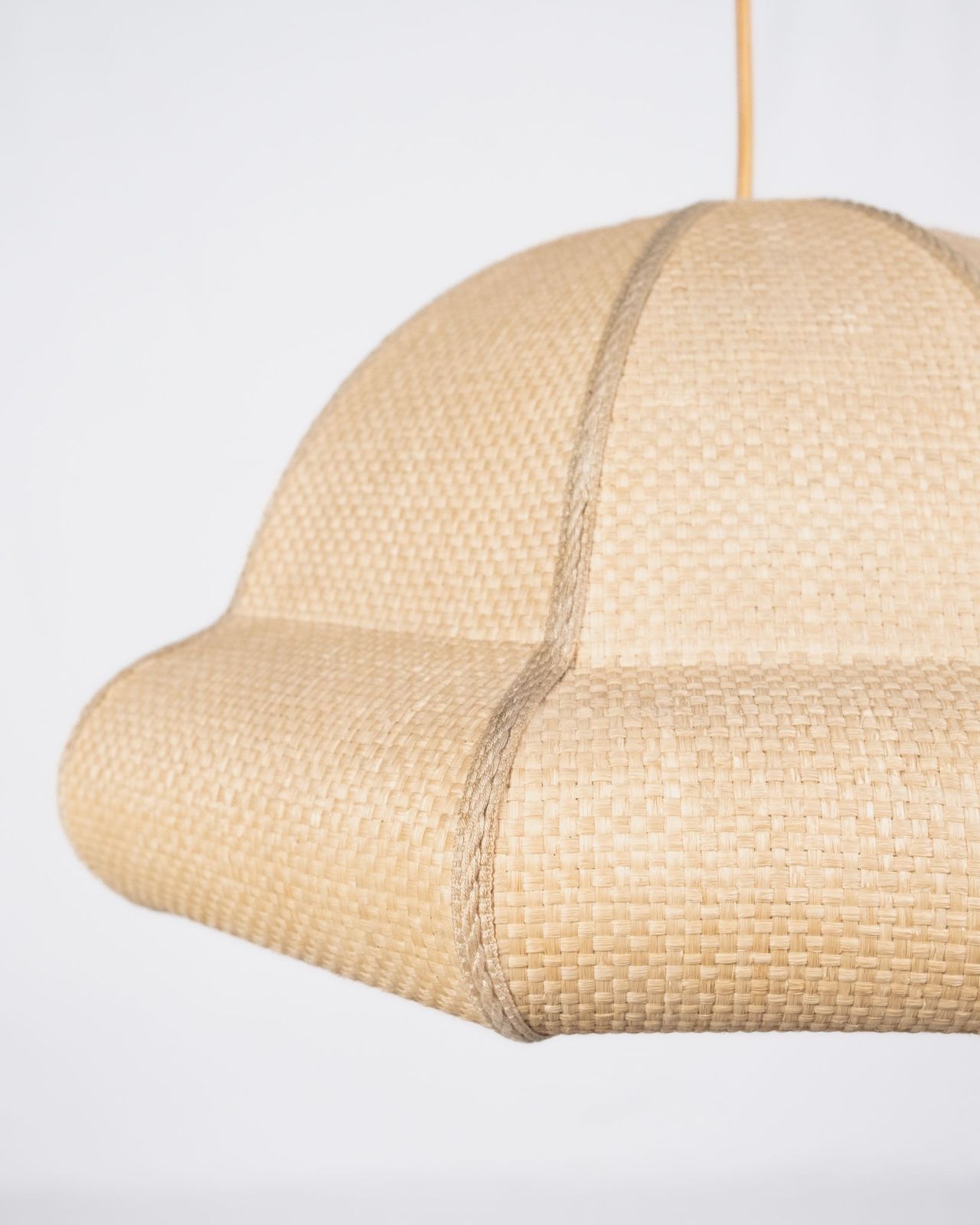 photo furniture Natural Raffia Pendant Lamp, Custom Made In France, 1960s–70s