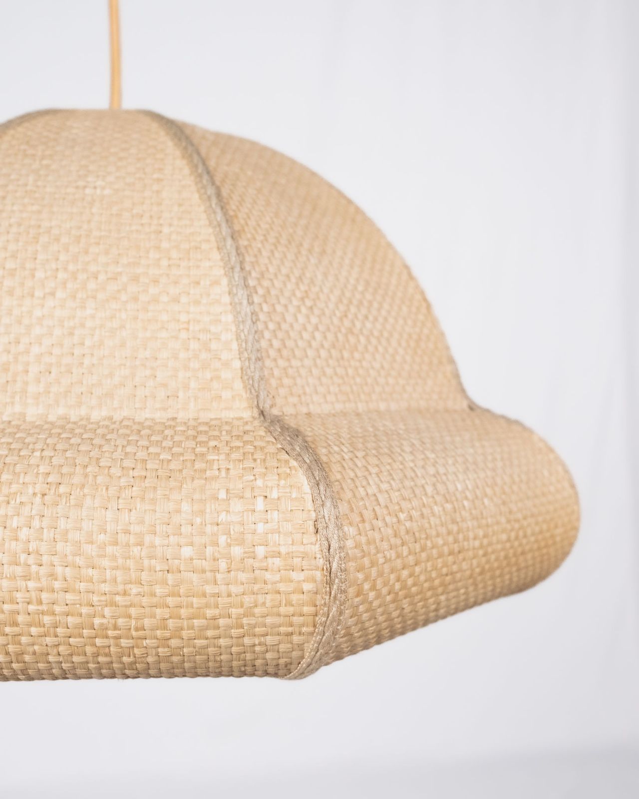 photo for sale Natural Raffia Pendant Lamp, Custom Made In France, 1960s–70s