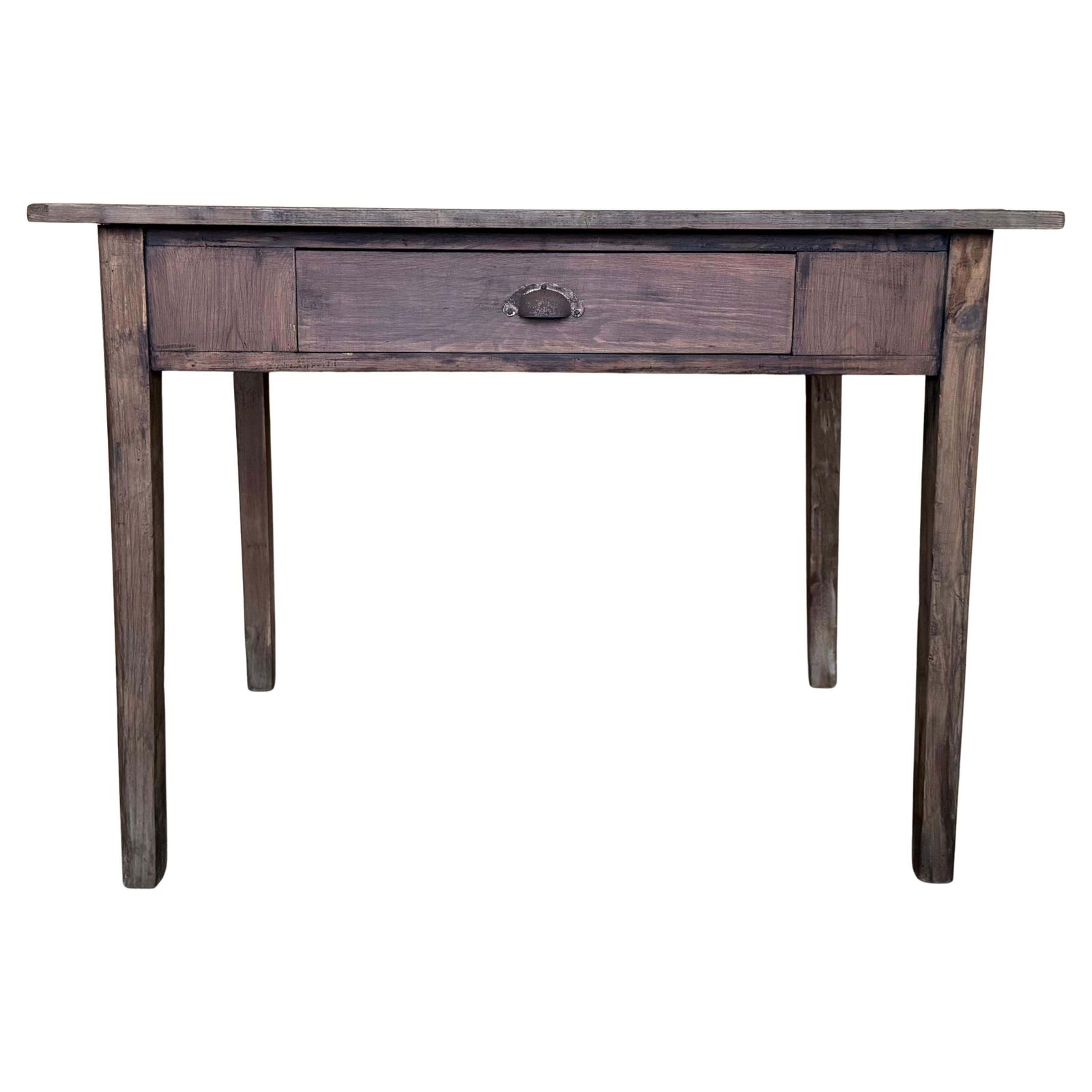Table de travail baroque espagnole en noyer foncé avec tiroir, restaurée