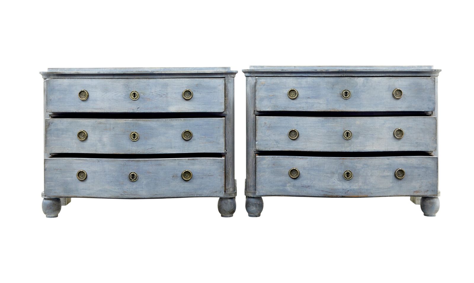 photo furniture Swedish Pair Of 19th Century Painted Serpentine Shaped Chest Of Drawers