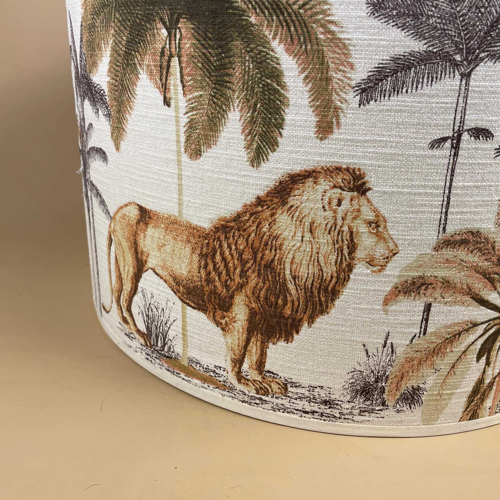 photo furniture Large Designer Fabric Zoo Animal Safari Lamp Shade Lampshade Drum Ceiling Jungle Longleat Acacia 30cm By 41.5cm Natural Animals Round