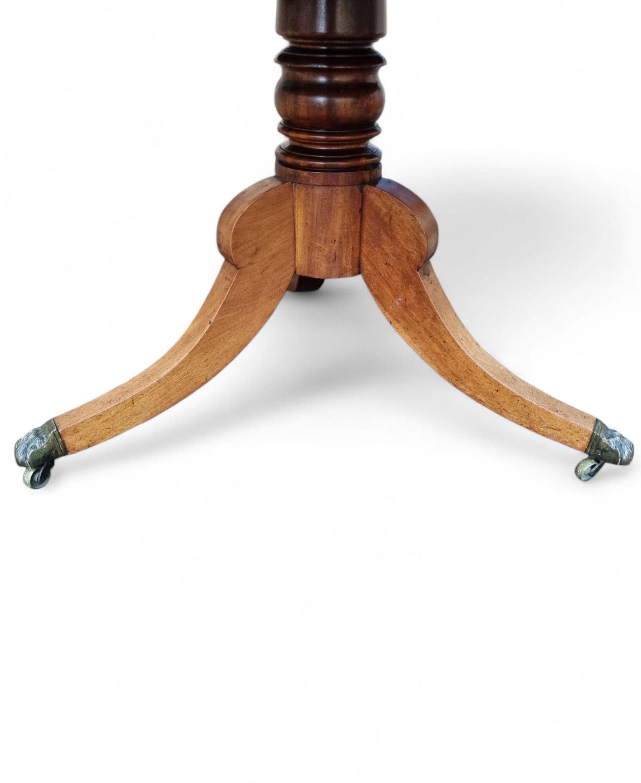 Antique Edwardian Tilt Top Pedestal Table / C.1905 / Lion Paw Brass Castors photo for sale