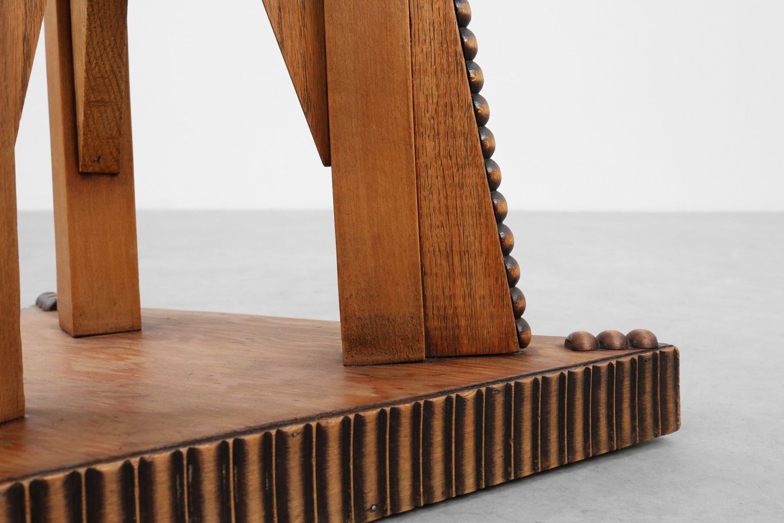 Furniture Art Nouveau Triangular Side Table In Carved Wood, 1890s photo