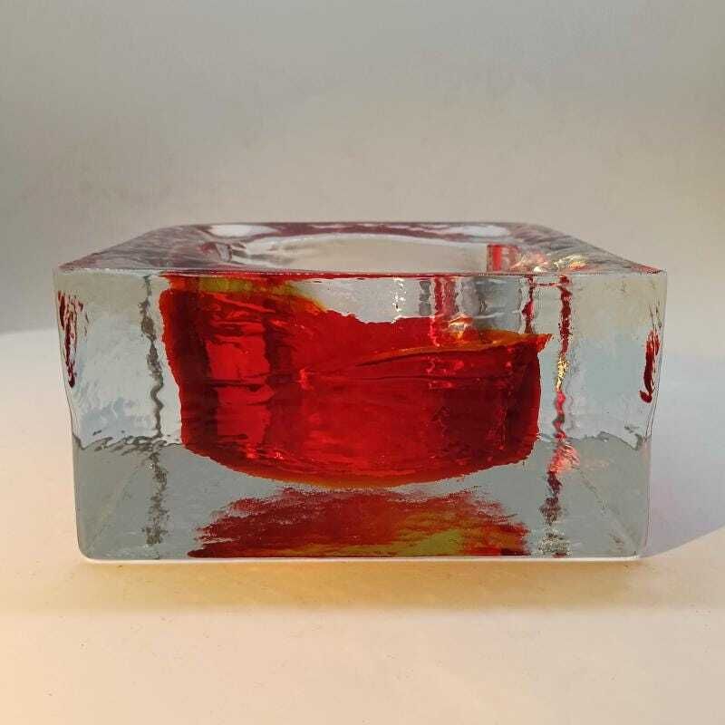 1960s Big Square Ashtray Or Catch All In Handcrafted Murano Glass By Flavio Poli For Seguso. photo furniture