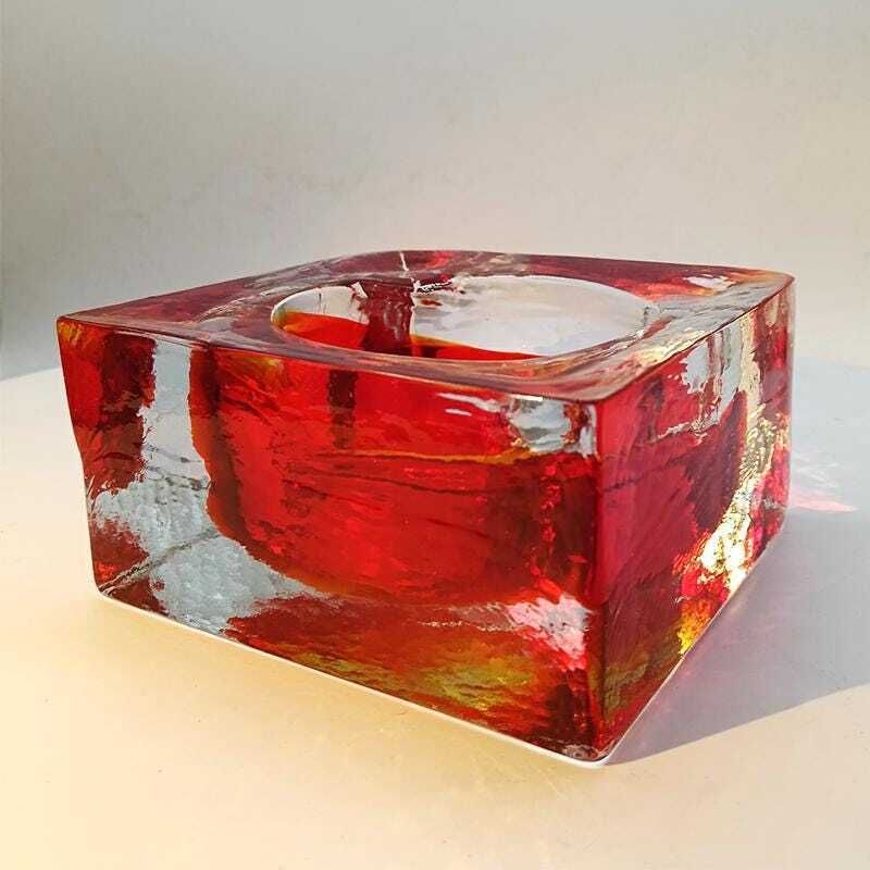 1960s Big Square Ashtray Or Catch All In Handcrafted Murano Glass By Flavio Poli For Seguso. photo Home Decor