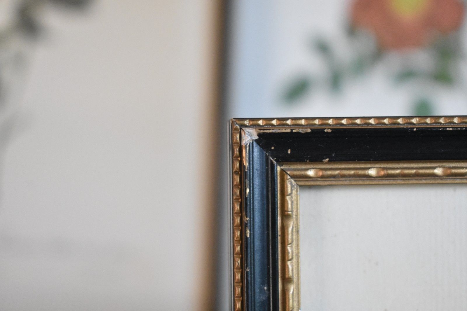 Art Vintage Set Of 6 Black Framed Rose Prints Flower Aged Wooden Frame Gallery Wall photo
