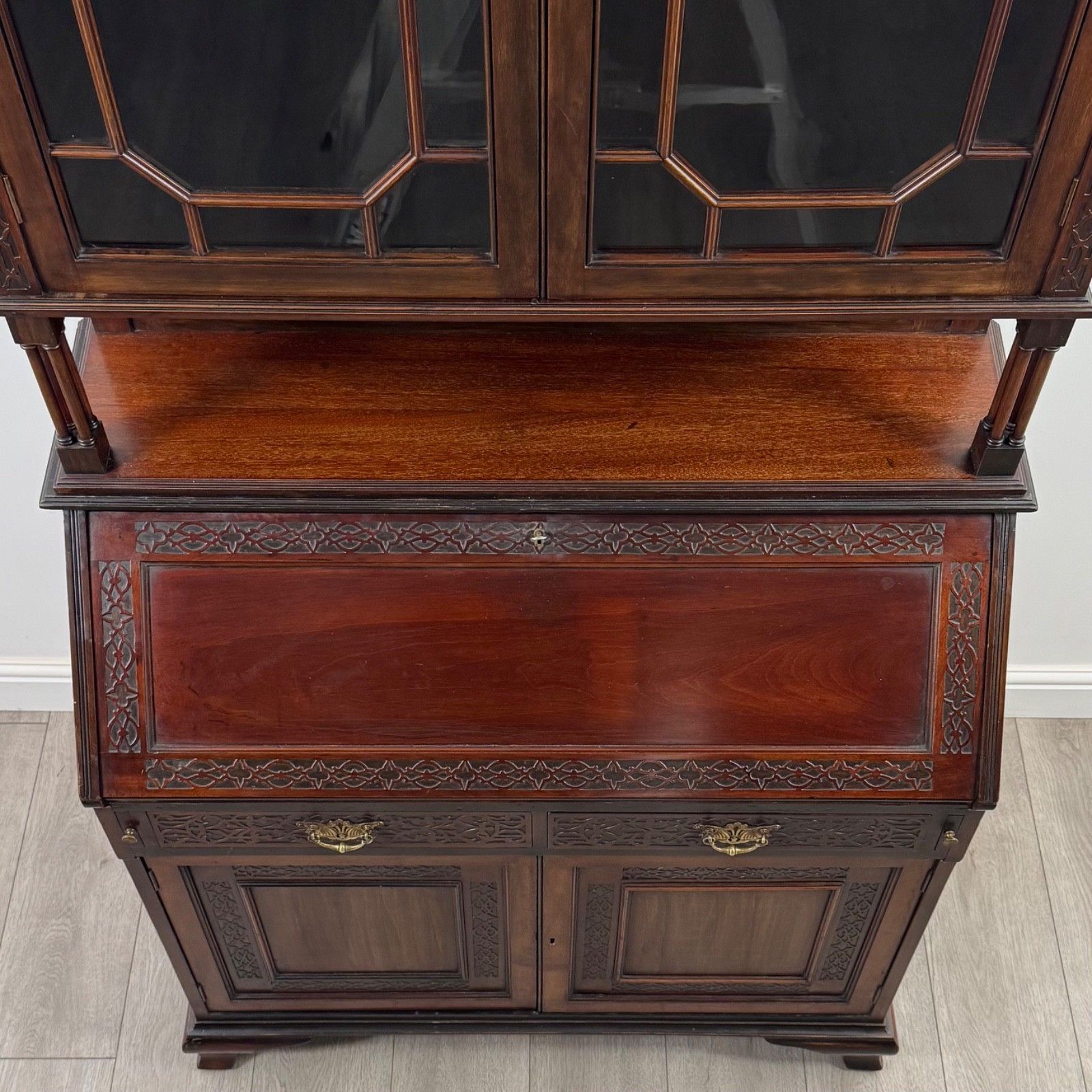 Furniture Antique 20th Century Chippendale Style Bureau Bookcase photo