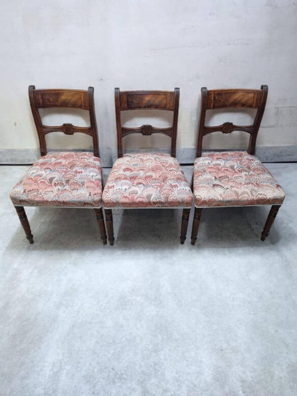 Antique Victorian Carved Side Chairs / Set Of Three / C.1870 photo vintage