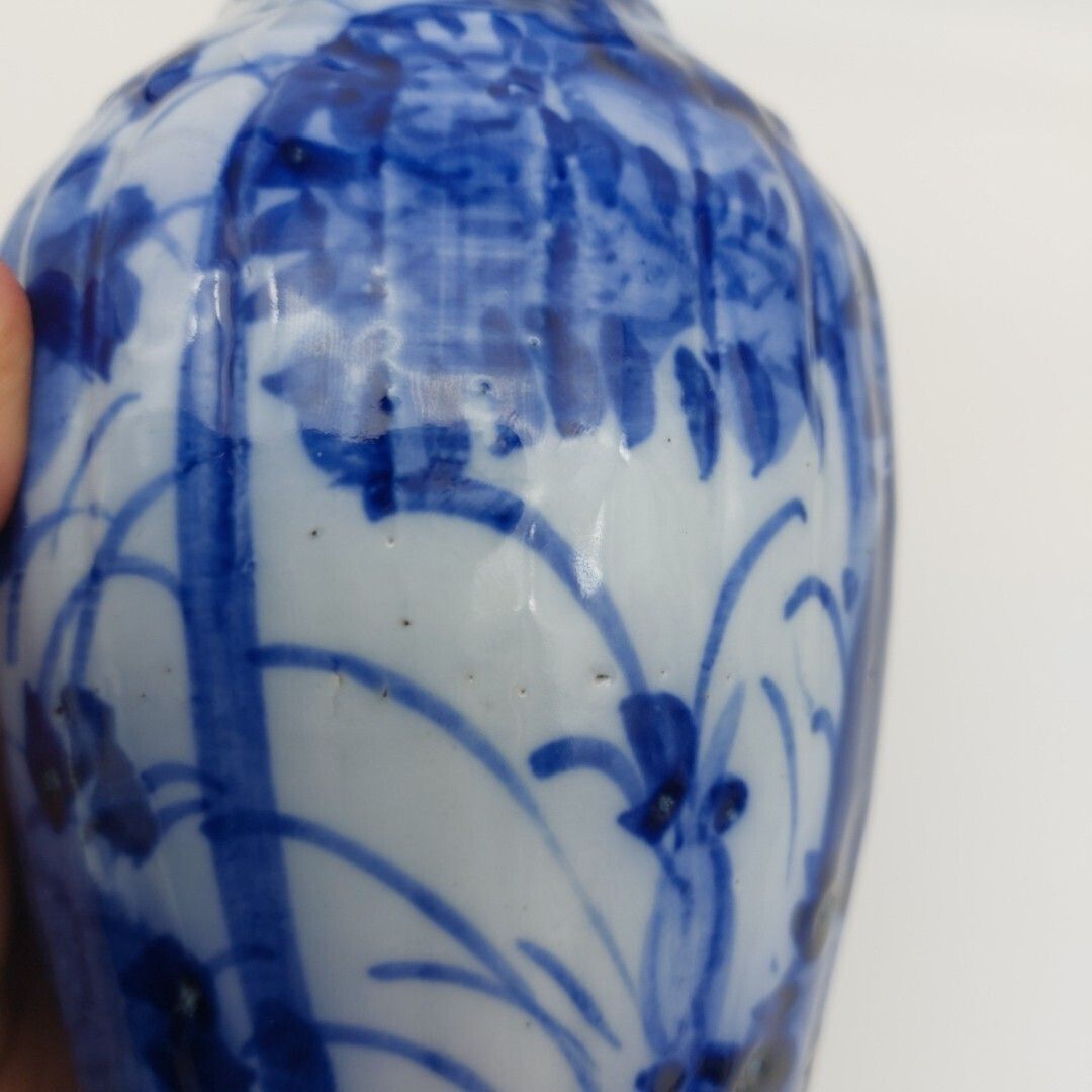 Home Decor Antique Japanese Flow Blue Vase Pair C19th Century Blue & White 20.5cm Height photo