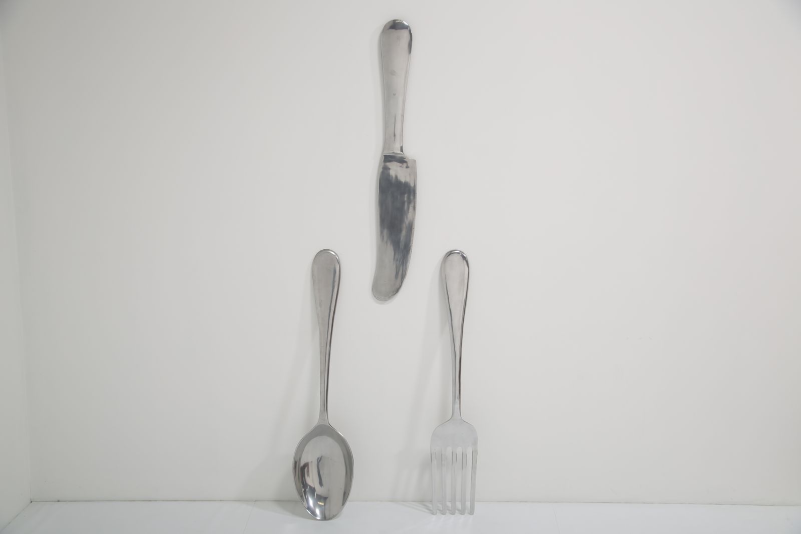 Monumental Aluminum Novelty Cutlery Wall Sculptures By Curtis Jere, 1960/70s.