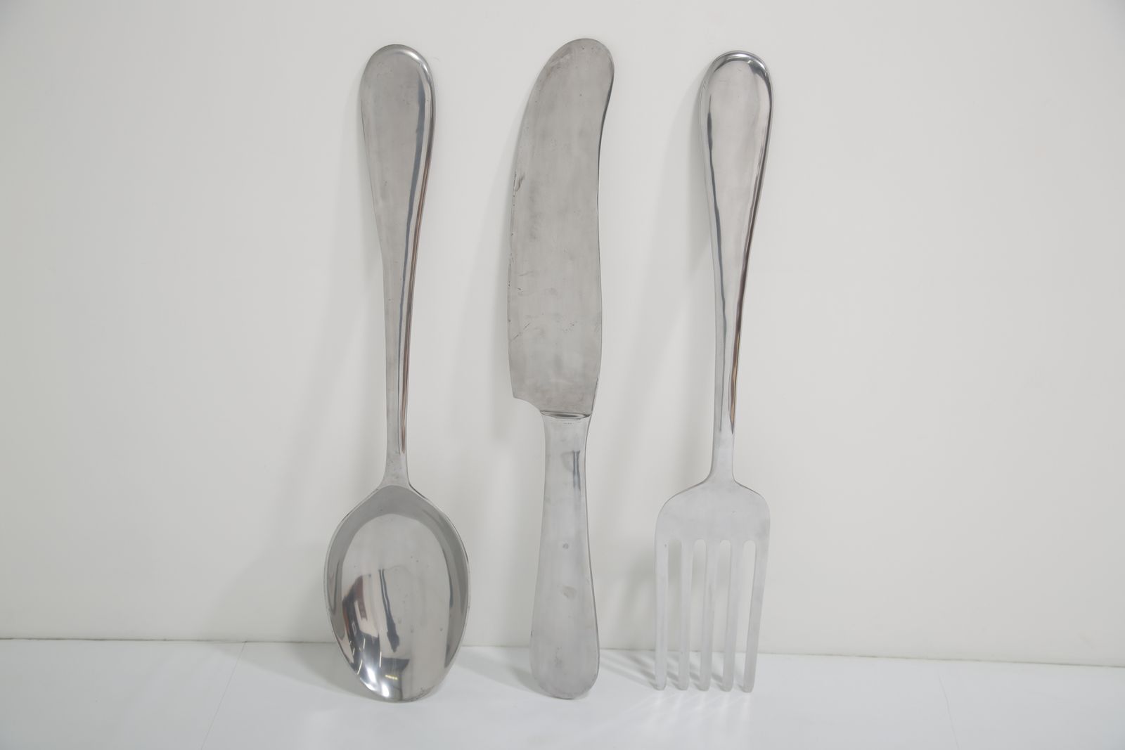 Monumental Aluminum Novelty Cutlery Wall Sculptures By Curtis Jere, 1960/70s. photo vintage