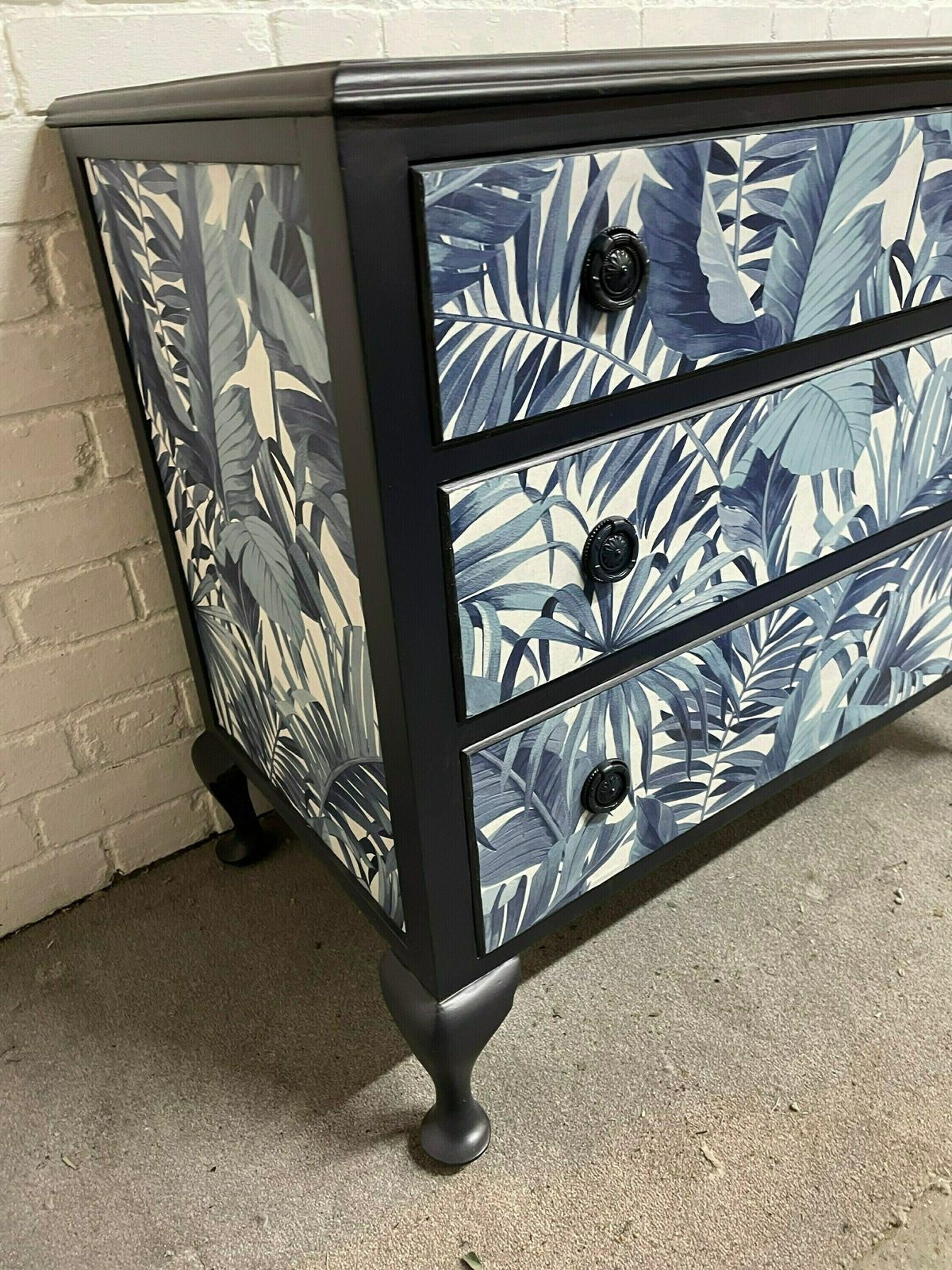 Queen Ann Decoupage Chest Of Drawers   Professional Spray Painted Finish photo vintage