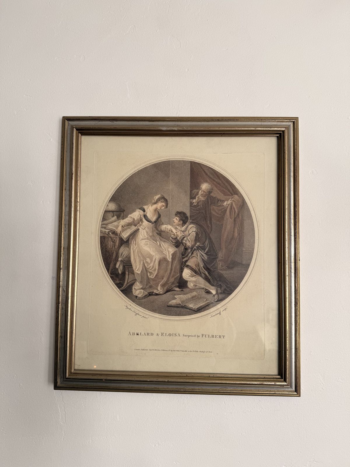 Antique 1805 Angelica Kauffman Stipple Engraving   Abelard & Eloisa photo for sale