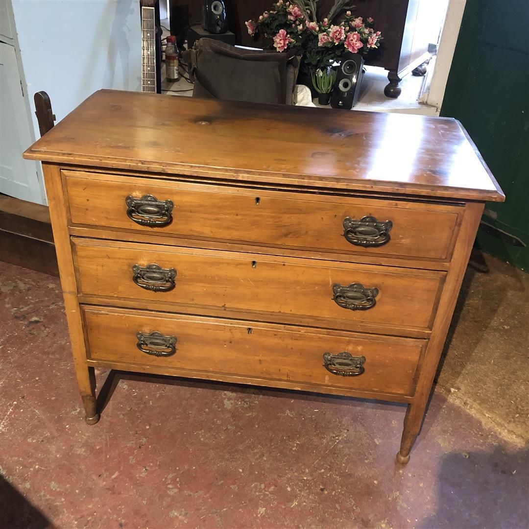 Antique Satinwood Dressing Chest Of Drawers With Mirrored Top 1910s photo Furniture