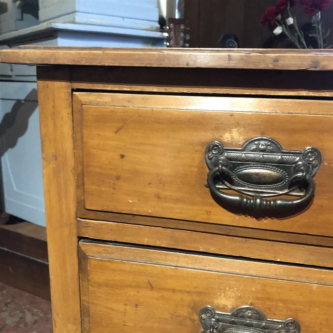 Antique Satinwood Dressing Chest Of Drawers With Mirrored Top 1910s photo vinterior