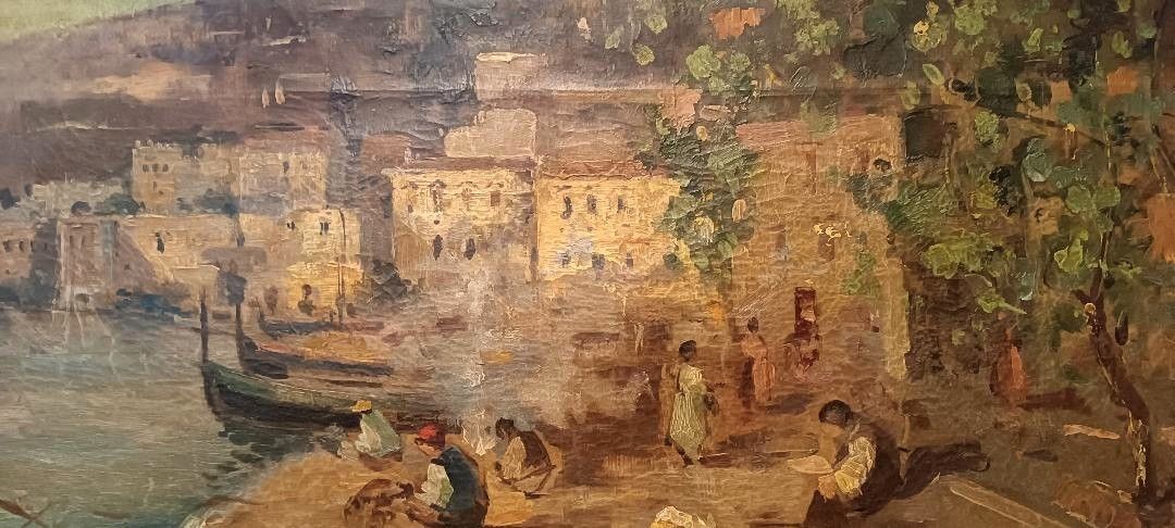 Oil Painting On Canvas Sallvatore Balsamo (Naples 1894 1922) Marina photo vinterior