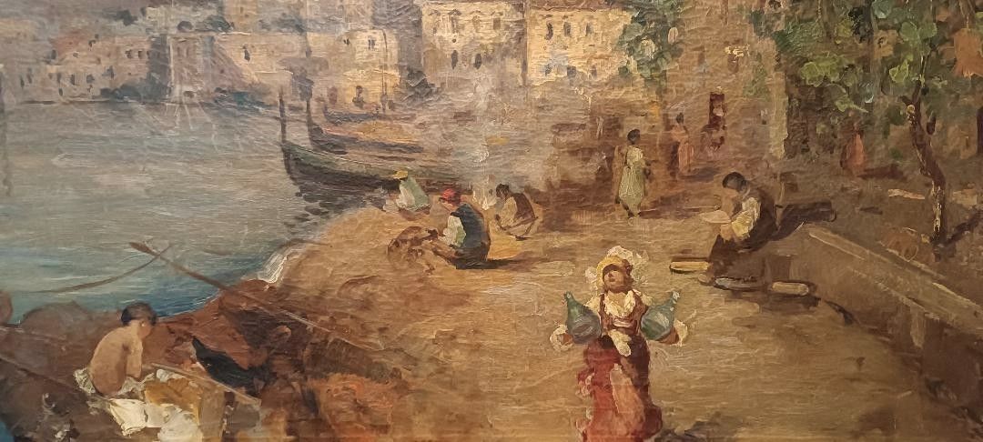 Oil Painting On Canvas Sallvatore Balsamo (Naples 1894 1922) Marina photo vintage