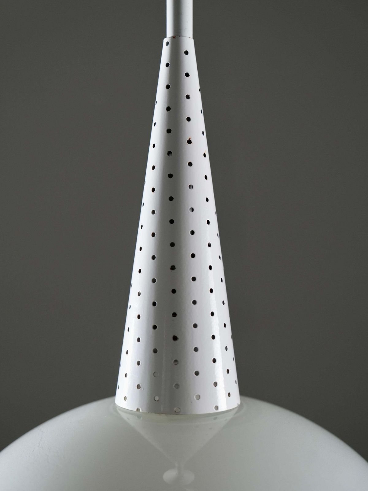 Set Of 2 Mathieu Matégot For Holophane Ceiling Lamps In Metal And Glass, 1960's photo buy