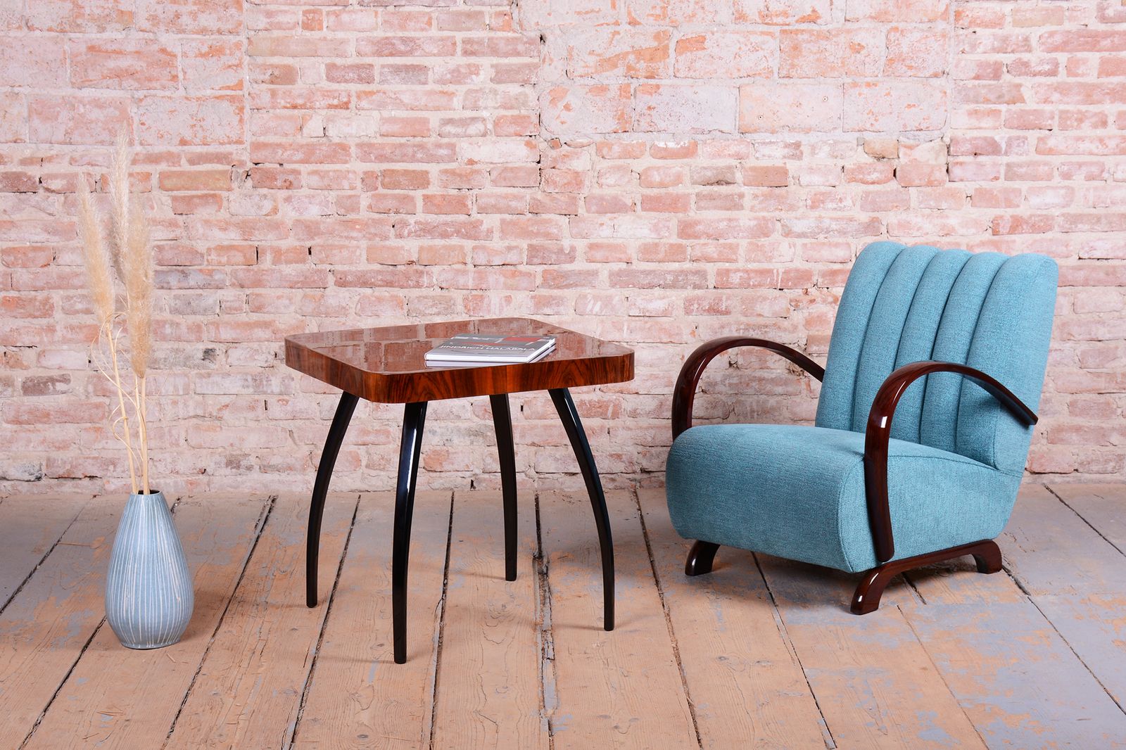 photo vintage Restored Art Deco Armchair, By J. Halabala For Up Zavody, Walnut, Czech, 1930s