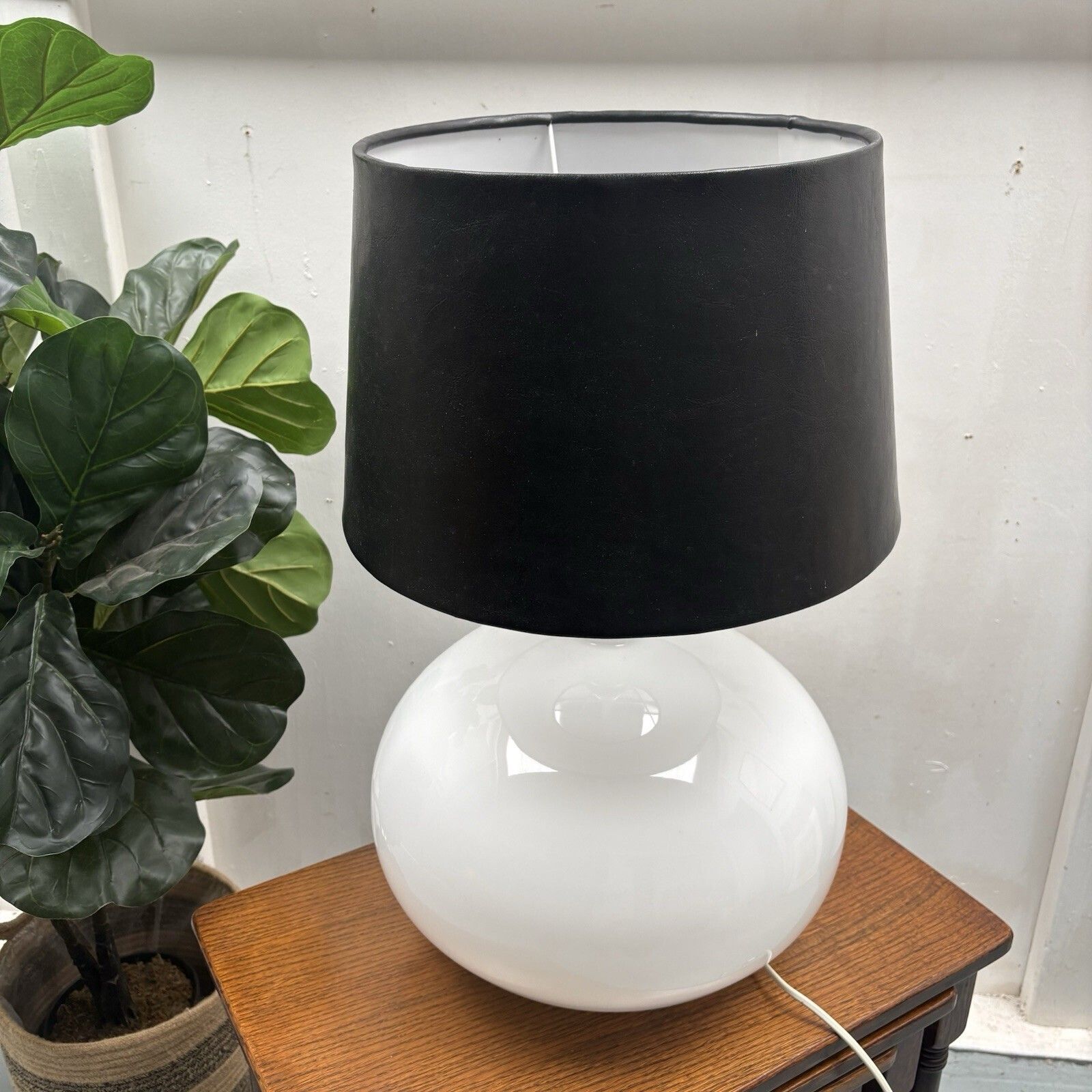 Large Vintage 1970s Glass Table Lamp By Glashütte Limburg Germany Space Age Mcm