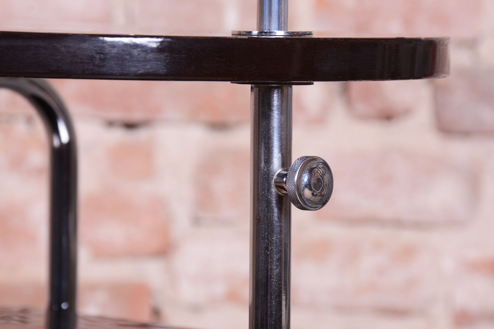 photo for sale Restored Bauhaus Floor Lamp, By Thonet, Chrome, Oak, Chrome, Czech, 1930s