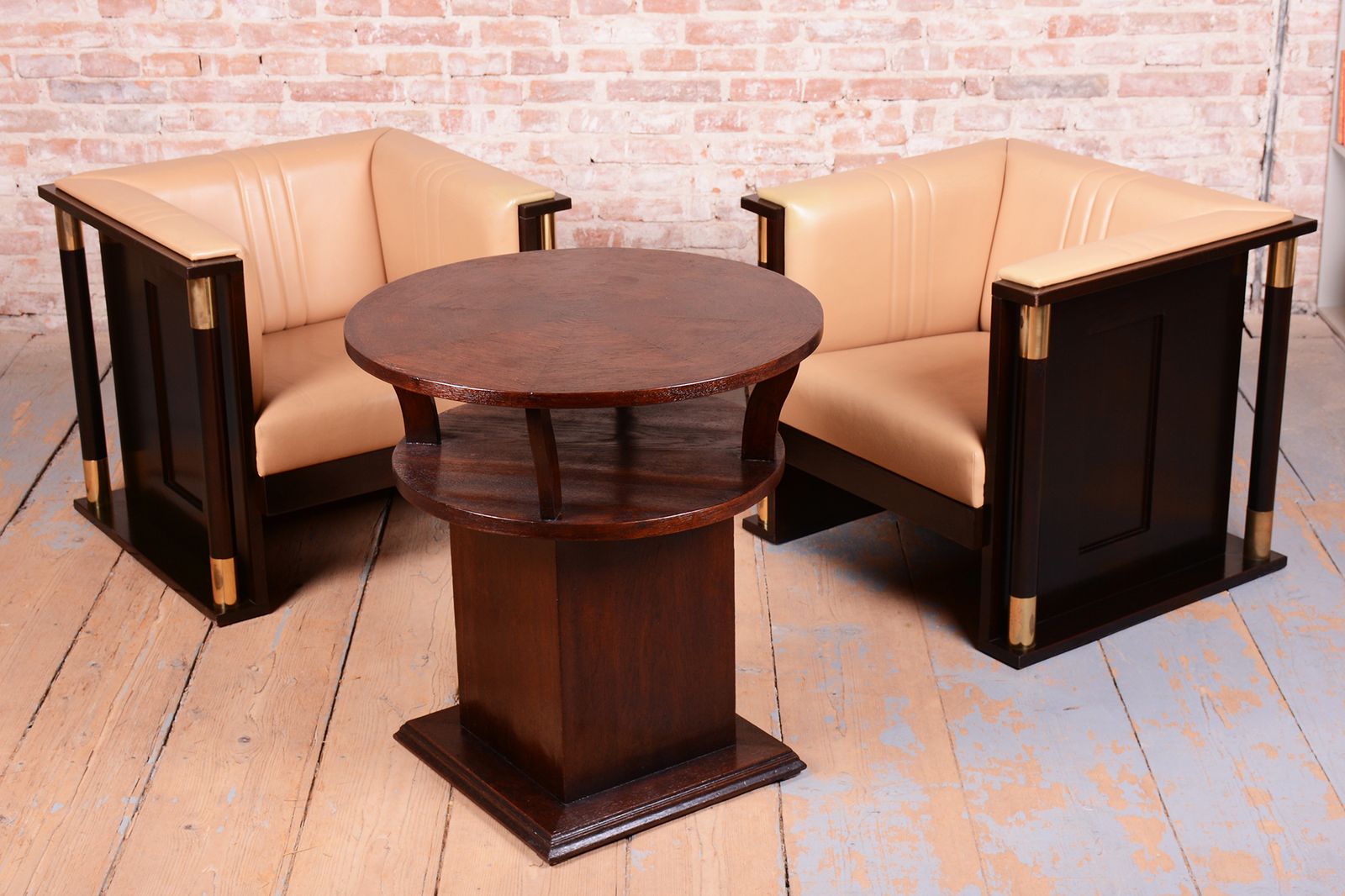photo for sale Pair Of Restored Art Nouveau Armchairs, By J. Hoffmann, Mahogany, Austria 1910s