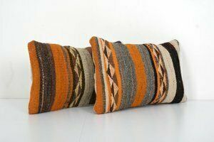 Handwoven Turkish Kilim Pillow, Set Pillow, Pair Organic Pillow, Boho Pillow, Floor  Cover, Home Decor 12'' X 20'' photo furniture