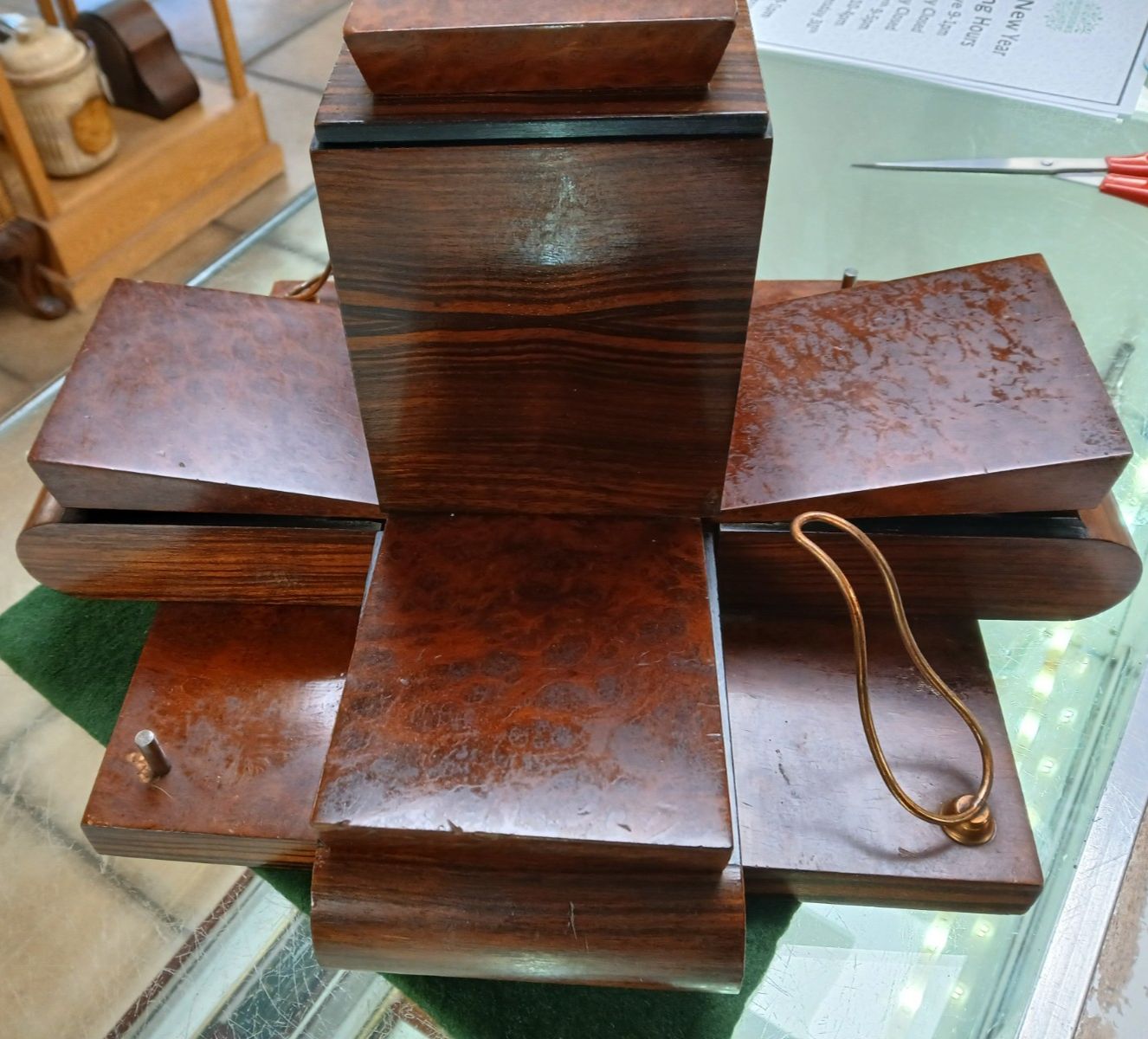 Very Unusual Art Deco Macassar Ebony Butterfly Smokers Companion Table Centre photo vinterior