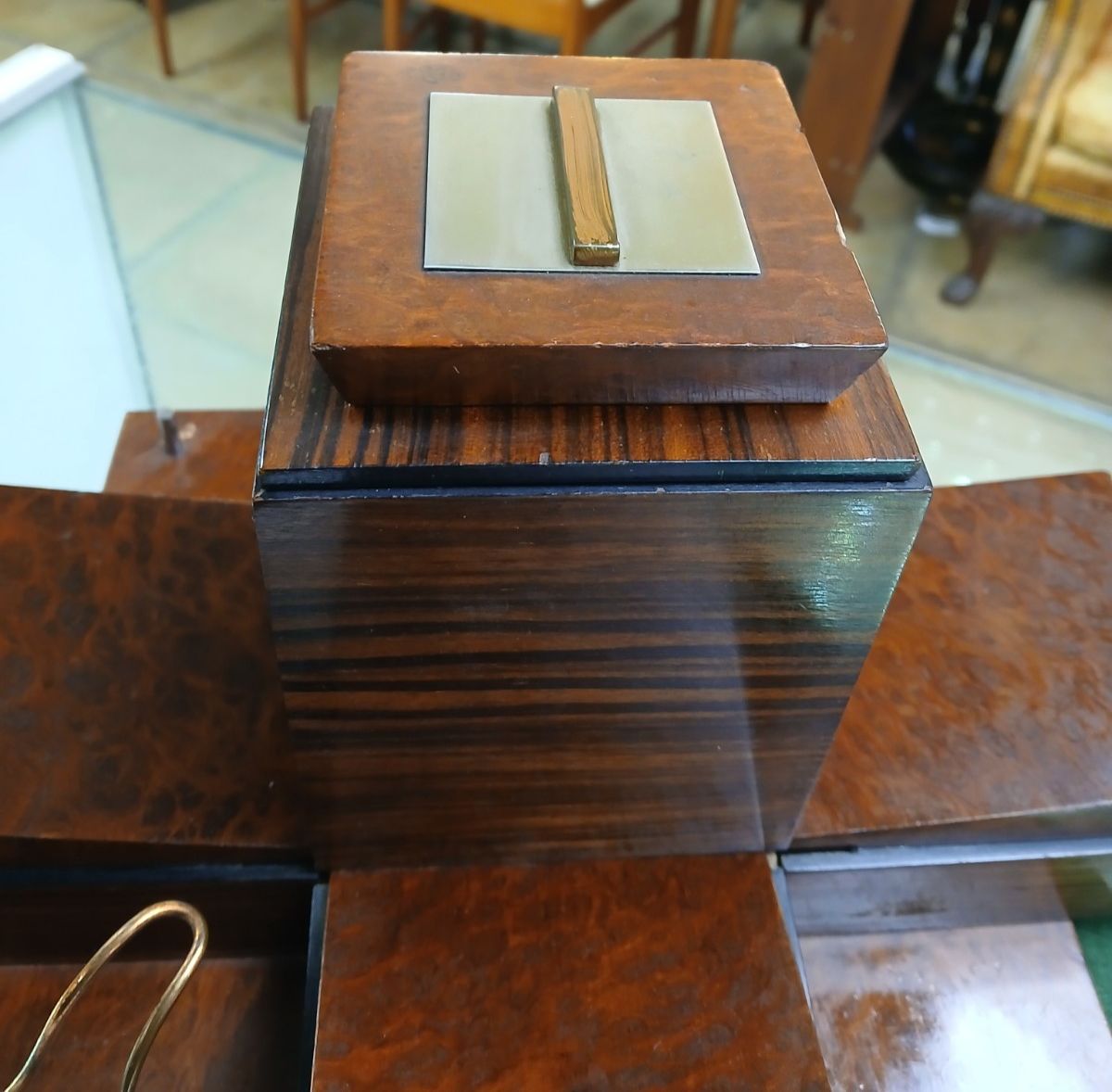 Very Unusual Art Deco Macassar Ebony Butterfly Smokers Companion Table Centre photo buy