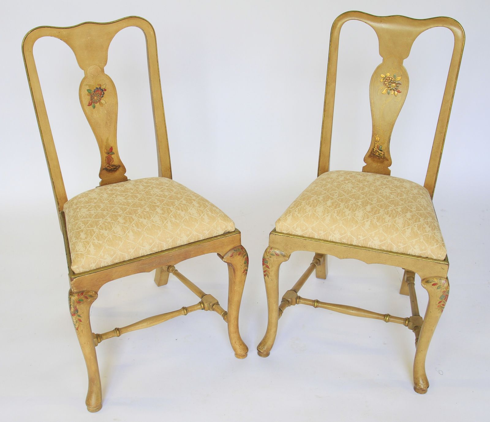 Fine Pair Chinoiserie Decorated Side Chairs Circa 1900