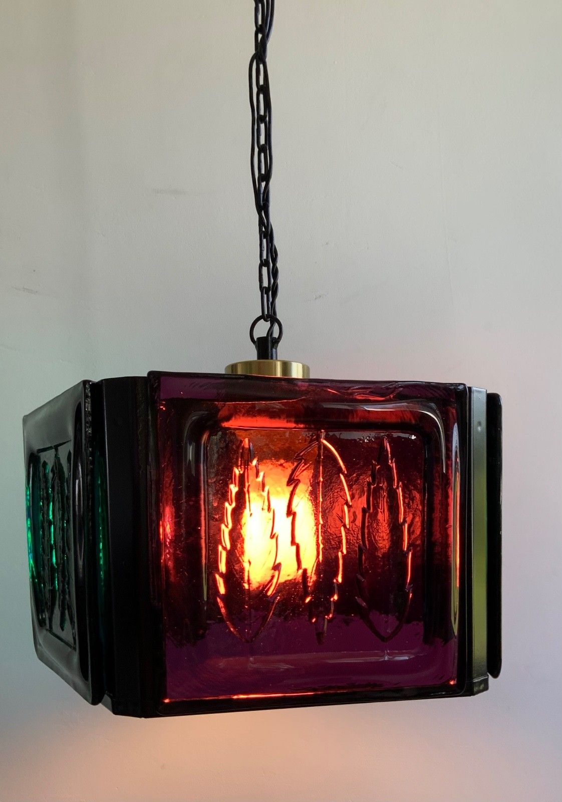 Mid Century Modern Erik Hoglund Ceiling Lamp Glass Kosta Boda 1970s photo vintage