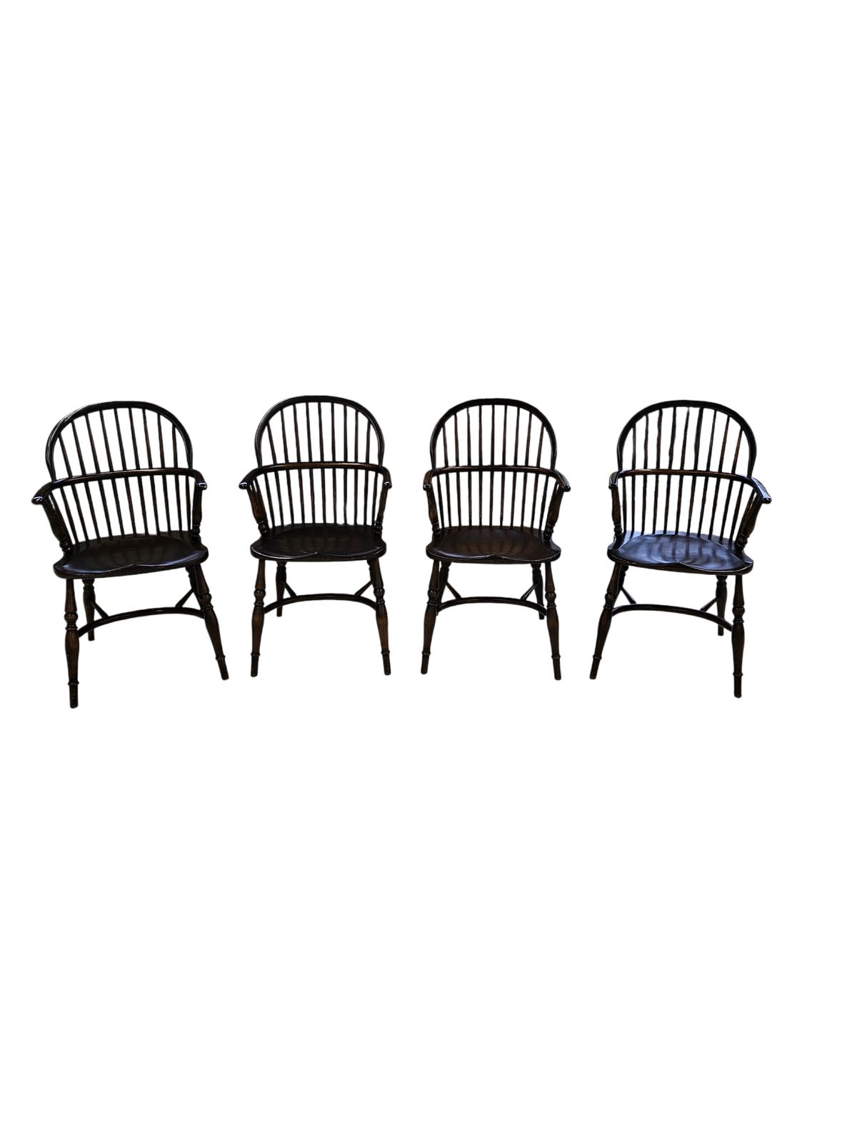 4 X Classic Georgian Bow And Stick Back Windsor Chair / Crinoline Stretcher Chairs photo furniture