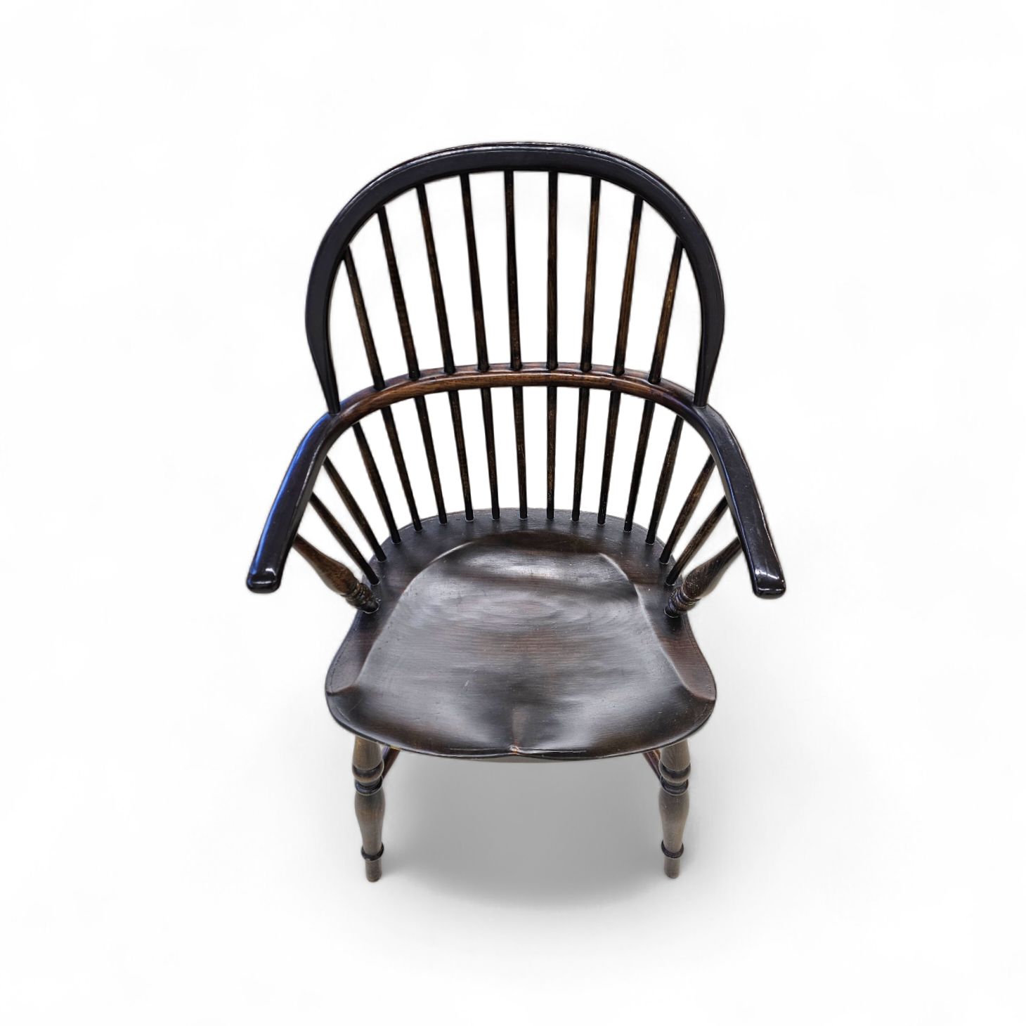 4 X Classic Georgian Bow And Stick Back Windsor Chair / Crinoline Stretcher Chairs photo vinterior