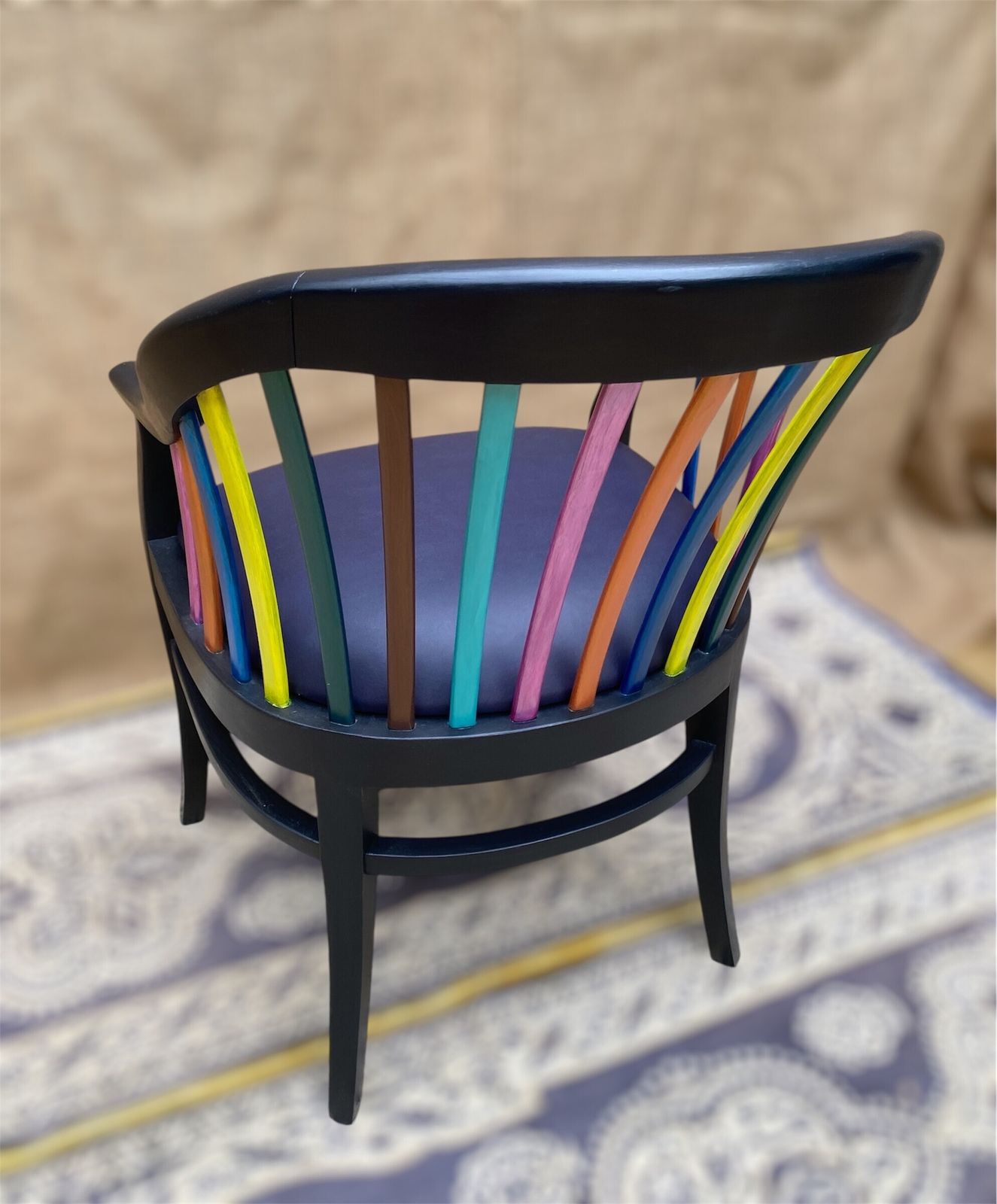 Hand Pianted Aubergine Upholstered Maximalist Carnival Chair photo Furniture