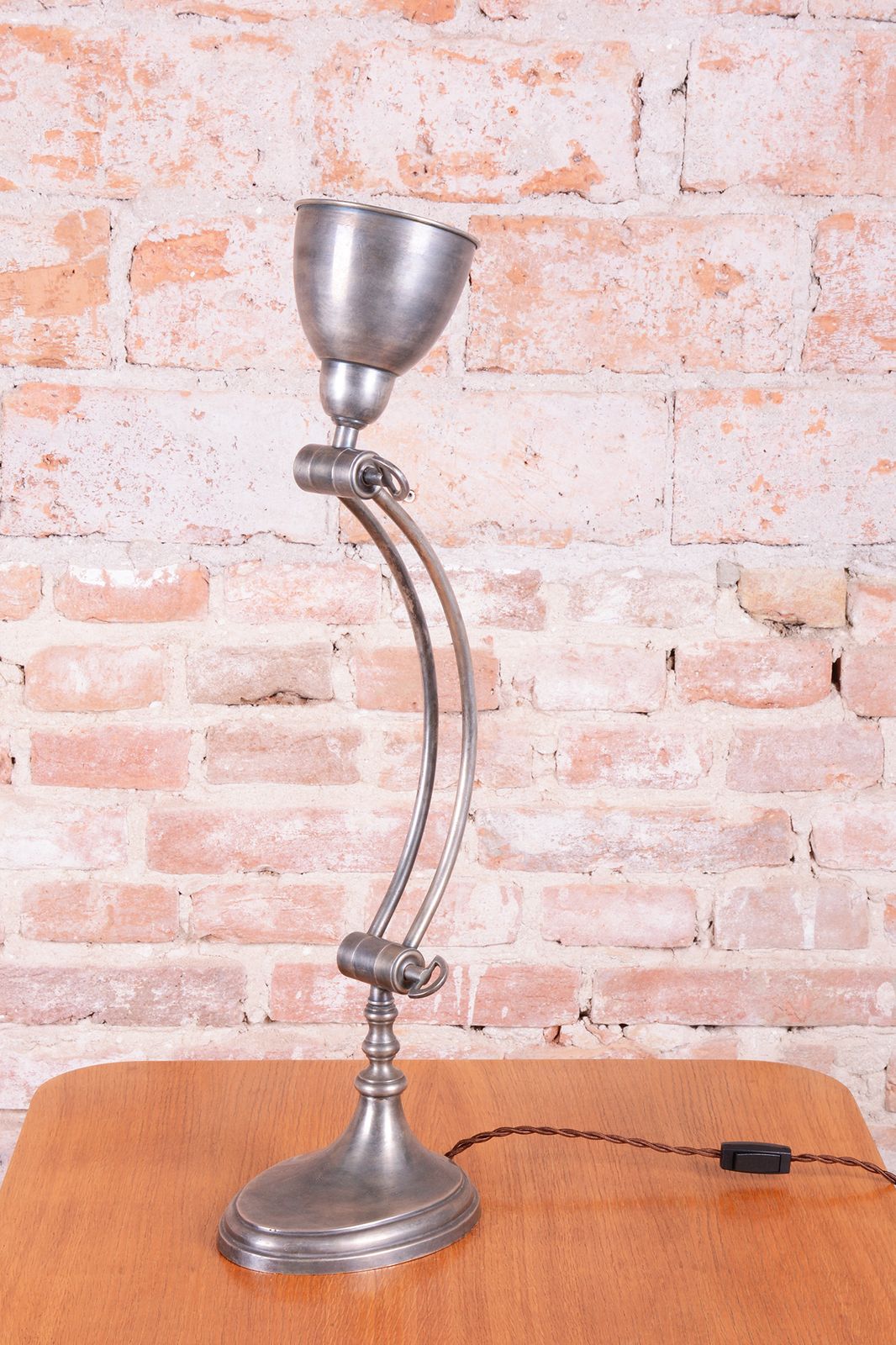 Restored Art Deco Table Lamp, Chrome Plated Steel, France, 1920s photo vinterior